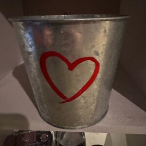 Galvanized Bucket with Red Heart